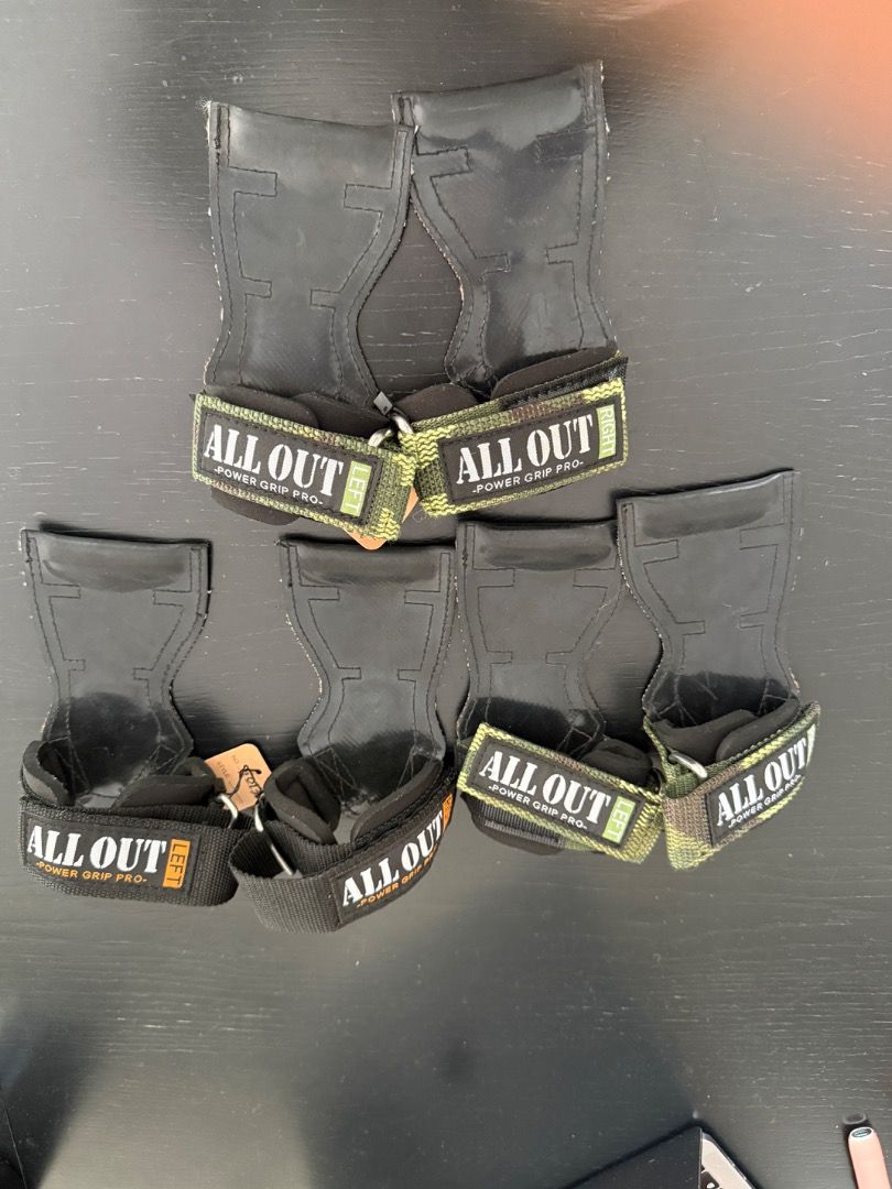 ALL OUT Power Grip Pro Weightlifting Grips (Category: Weights & Dumbbells) located in Muntinlupa City. Submitted by silentfire.13aadb (Listing ID 1443731842, Image 2). Description: 2 pairs available 400 ea pair Black sold.