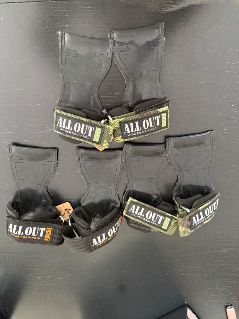 ALL OUT Power Grip Pro Weightlifting Grips (Category: Weights & Dumbbells) located in Muntinlupa City. Submitted by silentfire.13aadb (Listing ID 1443731842, Image 3). Description: 2 pairs available 400 ea pair Black sold.