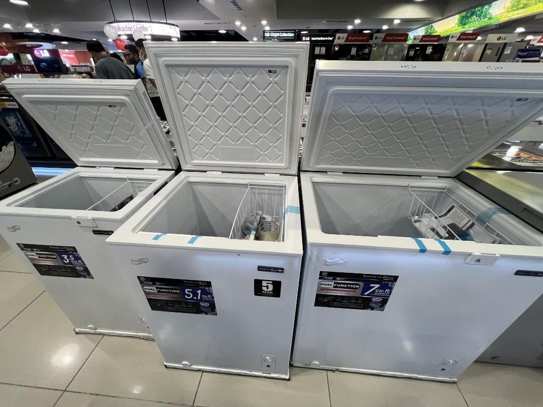 AMERICAN HOME CHEST FREEZER , SOLID TOP DOOR (INVERTER TYPE) (Category: Refrigerators and Freezers) located in Manila. Submitted by chuck_claros (Listing ID 1443716467, Image 1). Description: AMERICAN HOME CHEST FREEZER SOLID TOP DOOR (INVERTER TYPE) ☑️BRAND NEW FACTORY SEALED UNIT WITH OFFICIAL SALES INVOICE AND WARRANTY ◽(INVERTER TYPE MODEL) 3.5 cu.ft - ACF M24INV0035DF - 9,790 5.1 cu.ft - ACF M24INV0051DF - 10,590 7 cu.ft - ACF M24INV0070DF -