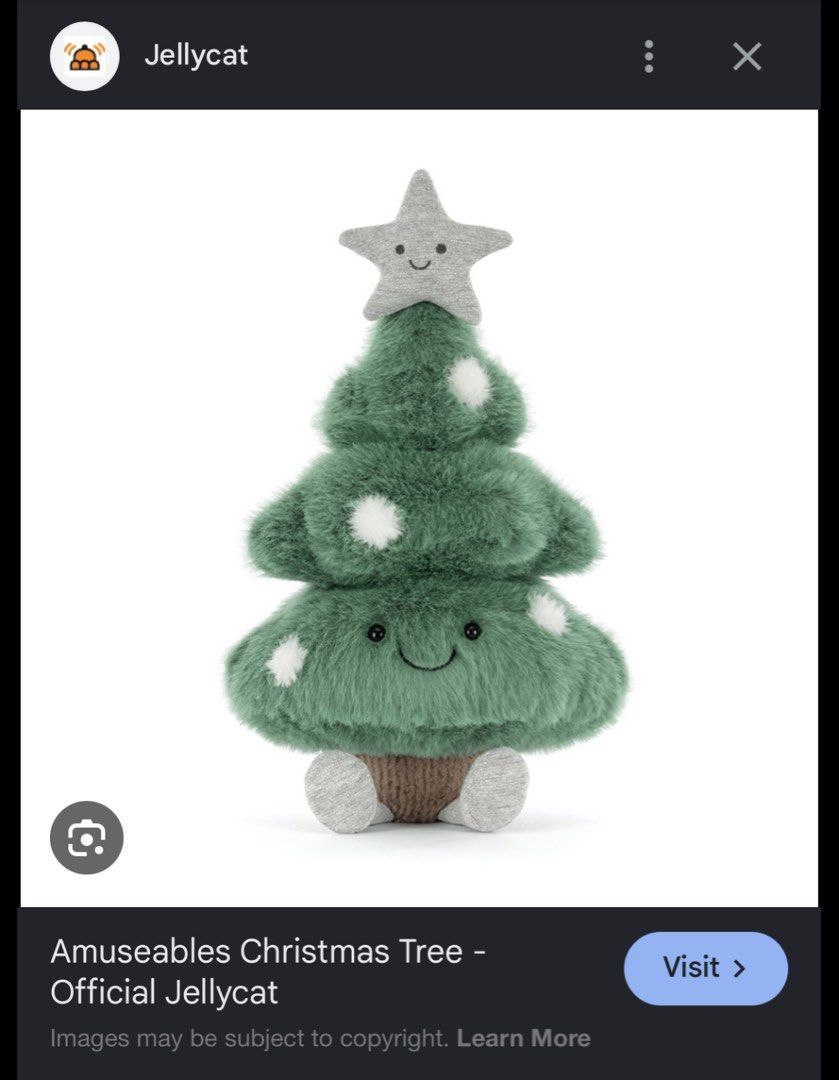 Amuseables Christmas Tree (not jellycat) (Category: Plushies & Soft Toys) located in Paranaque City. Submitted by dalle_closet (Listing ID 1443774960, Image 2). Description: 14 inches Looks like jellycat christmas tree plush Like new pa.