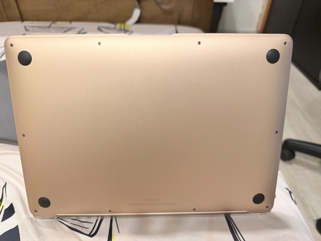 Apple MacBook Air M1, 2020, pink gold (Category: Laptops & Notebooks) located in Makati City. Submitted by rain3dr0ps (Listing ID 1443833596, Image 2). Description: - MacBook Air M1 Chip - Released: 2020 - Color: Gold - Memory: 8GB RAM - Operating System: macOS Tahoe 26.5.1 - Condition: no dents, no scratches - with box, test all you want - Sold as is, rfs: upgrade Batt health 86% Free apple keyboard Pick up in Avida Towers San Lorenzo Chino Roce
