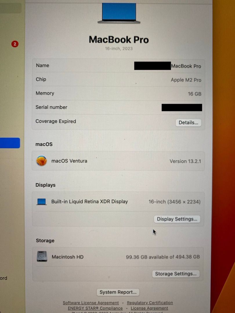 Apple MacBook Pro 16-inch M2 Pro - Like New (Category: Laptops & Notebooks) located in Manila. Submitted by missberns (Listing ID 1443808195, Image 3). Description: - MacBook Pro 16-inch 2023 - M2 Pro Chip - 16GB RAM - 512GB Storage - Battery Health: 98% (19 Cycle Counts) - Runs macOS Ventura but can be updated. Cash or Bank Transfer/deposit only. Must meet up. .