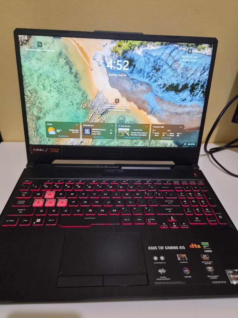 ASUS TUF Gaming A15 (Category: Laptops & Notebooks) located in Manila. Submitted by serkai (Listing ID 1443807842, Image 2). Description: ASUS TUF Gaming A15 (Slightly Used) Slightly negotiable for fast transacting buyers. Can provide more photos/videos REASON FOR SELLING: • Planning to upgrade to a work laptop. SPECIFICATIONS: • Processor: AMD Ryzen 7 7435HS (3.10 GHz) • RAM: 16 GB DDR5 (Upgraded, smooth multitasking) • Storage: 512 GB NVMe SSD 