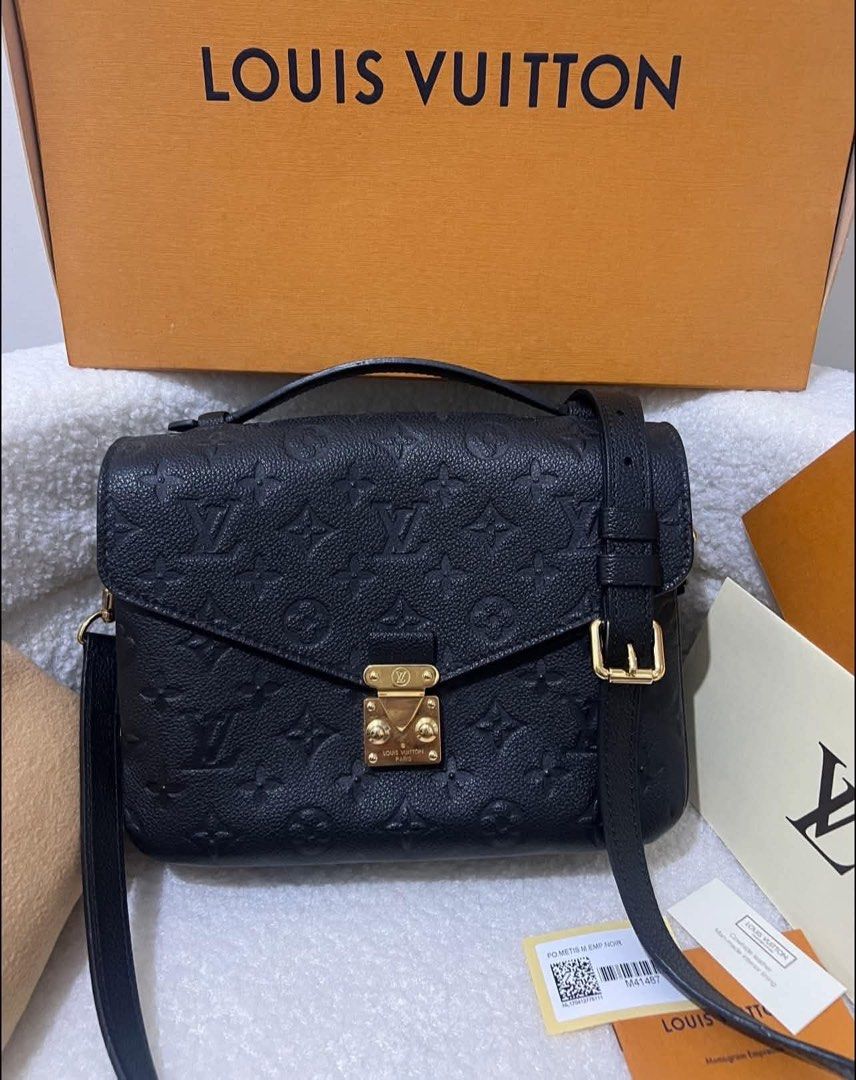 Authentic LV Pochette Metis Empreinte Black (Category: Luxury Bags & Wallets) located in Quezon City. Submitted by jhaediah (Listing ID 1426216876, Image 1). Description: Authentic LV Pochette Metis Empreinte Black Rank A+ With dustbag, box and receipt 💕6.14.70 .
