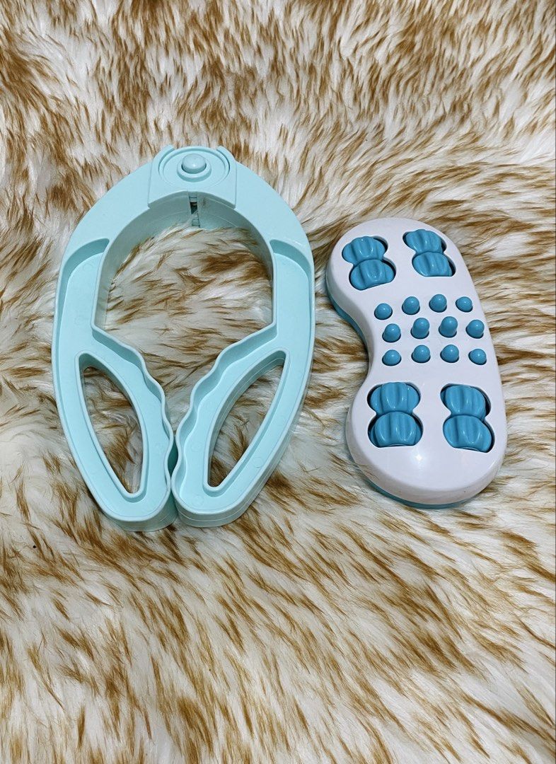 Beauty Shape Foot Massage Roller & Arm Stretcher Exercise (Category: Massage Devices) located in Quezon City. Submitted by sissymissy1527 (Listing ID 1443789337, Image 1). Description: ➡️MI Creations Beauty Shape Foot Roller (HH-708), a Japanese-made device designed for acupressure massage. It features blue rollers on the sides for arch massage and central protrusions for foot sole acupoint stimulation. ➡️Arm Stretcher Exercise .