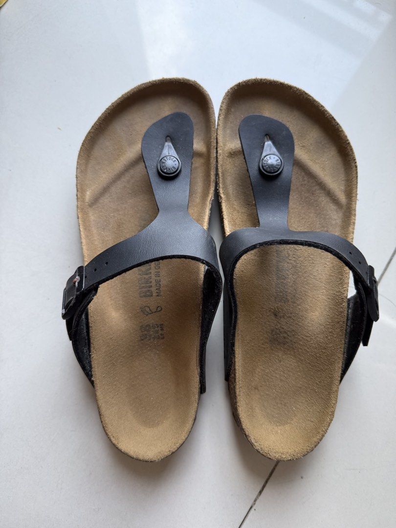Birkenstock Gizeh Black Thong Sandals (Category: Flats & Sandals) located in Manila. Submitted by itsr2 (Listing ID 1443897206, Image 2). Description: - Brand: Birkenstock - Model: Gizeh - Color: Black - Style: Classic thong sandal - Features: Adjustable buckle strap, comfortable cork footbed - Condition: Used for a few beach trips only - Size: 38.