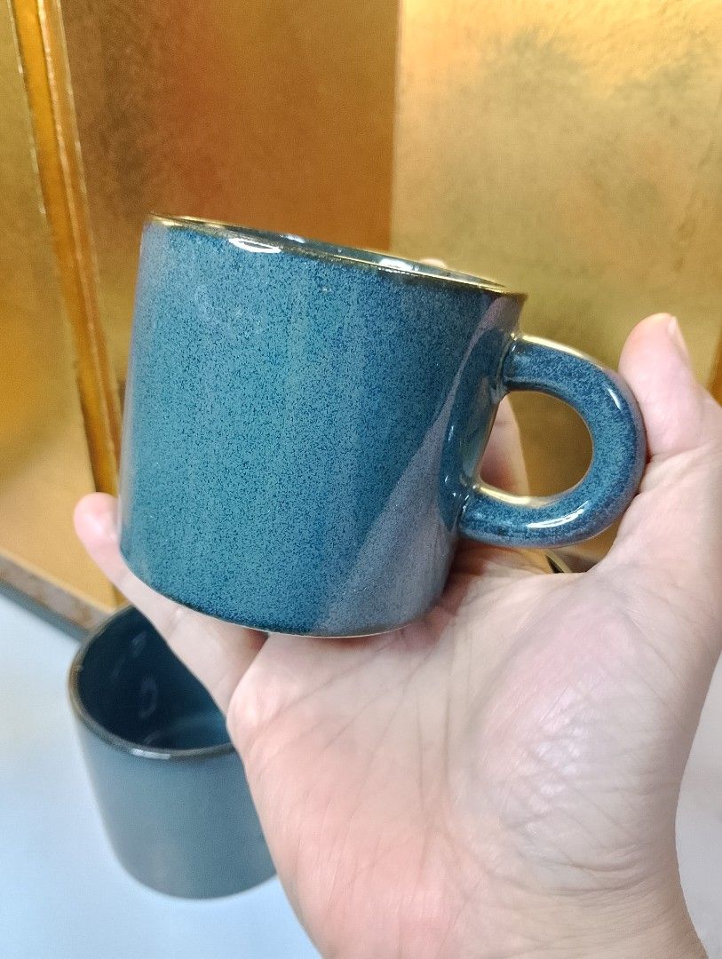 Blue Speckled Ceramic Espresso Cups (Category: Coffee & Tea Tableware) located in Valenzuela. Submitted by buylaaaaa (Listing ID 1443848036, Image 3). Description: - Set of 3 blue speckled ceramic espresso cups - Sturdy handles and dark rims - Ideal size for tea - Suitable for home or office use.