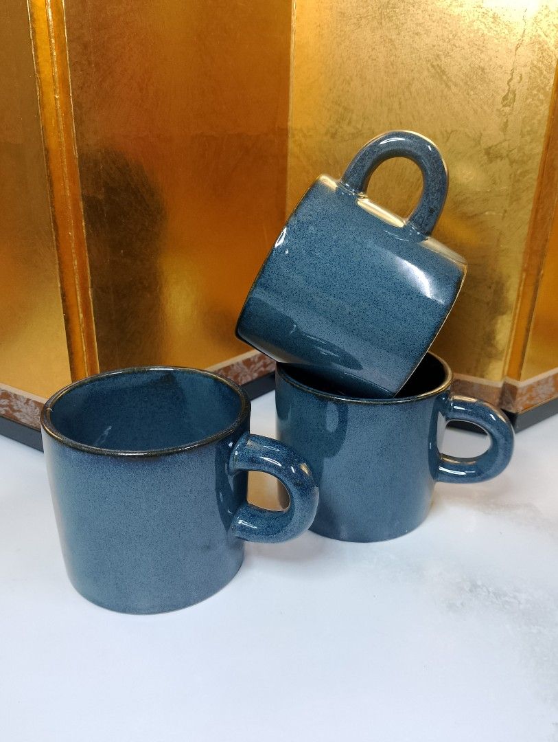 Blue Speckled Ceramic Espresso Cups (Category: Coffee & Tea Tableware) located in Valenzuela. Submitted by buylaaaaa (Listing ID 1443848036, Image 1). Description: - Set of 3 blue speckled ceramic espresso cups - Sturdy handles and dark rims - Ideal size for tea - Suitable for home or office use.