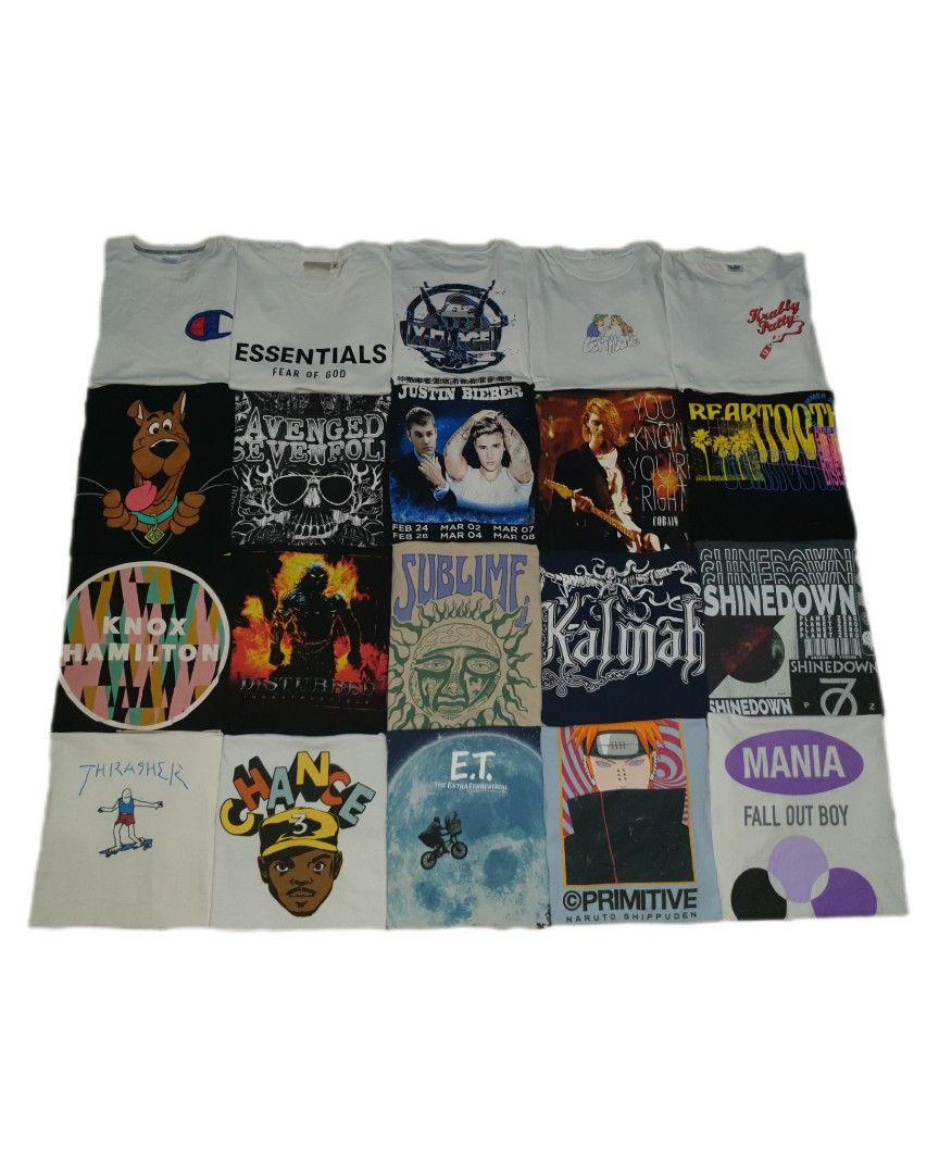 Bundle Bundle (Category: Activewear) located in Bani. Submitted by thriftmaggots.ph (Listing ID 1443862884, Image 1). Description: Bundle Bundle 5k+Shipping fee(20pcs) Direct Message if interested📩 Bawal sa maselan at madaming tanong Sizes: Champion(Medium) Essentials(XL) Xlarge Sweatshirt(Small/Medium) LeftAlone Sweatshrit(Medium) GU x Spongebob Sweatshirt(Medium) Vtg 1996 Scooby Doo(Small/Medium 20/26) 2011 Avenged Sevenfold AOP(Medium 20/28) 