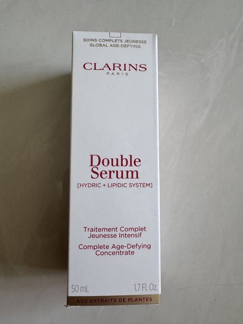 Clarins Double Serum (Anti-Aging & Radiant Complexion) 50ml (Category: Face Care) located in Singapore. Submitted by 2310198652-xg (Listing ID 1443720333, Image 2). Description: - Clarins Double Serum - 50ml size - Targets anti-aging and radiant complexion - Features a hydric + lipidic system - Made in France - Perfect addition to your skincare routine - Brand new box - authentic .