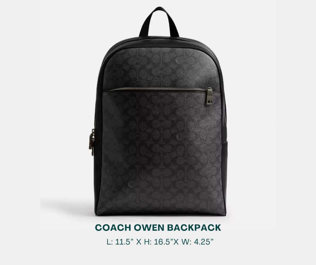 COACH Backpack for Men (Category: Backpacks) located in Manila. Submitted by moncaro.outlet (Listing ID 1443778944, Image 1). Description: COACH Outlet Owen Backpack - For Office or Formal Wear 💼 - In Signature Canvas - Size: L: 11.5” x H: 16.5”x W: 4.25” - Inclusions: Coach Paper Bag + Dust Bag - Lowest Price Guaranteed 💯 - From DTI Registered Supplier 🫡 - For MEETUP / PICKUP / DELIVERY ✅ FB Page: Moncaro Outlet IG Page: @moncaro.outlet.
