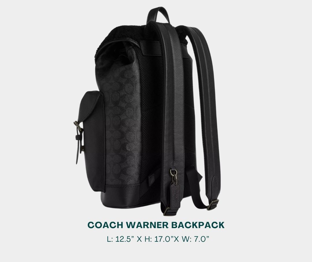COACH Backpack for Men (Category: Backpacks) located in Manila. Submitted by moncaro.outlet (Listing ID 1443780398, Image 2). Description: COACH Outlet Warner Backpack - For Office or Formal Wear 💼 - In Signature Canvas - Size: L: 12.5” x H: 17.0”x W: 7.0” - Inclusions: Coach Paper Bag + Dust Bag - Lowest Price Guaranteed 💯 - From DTI Registered Supplier 🫡 - For MEETUP / PICKUP / DELIVERY ✅ FB Page: Moncaro Outlet IG Page: @moncaro.outlet.