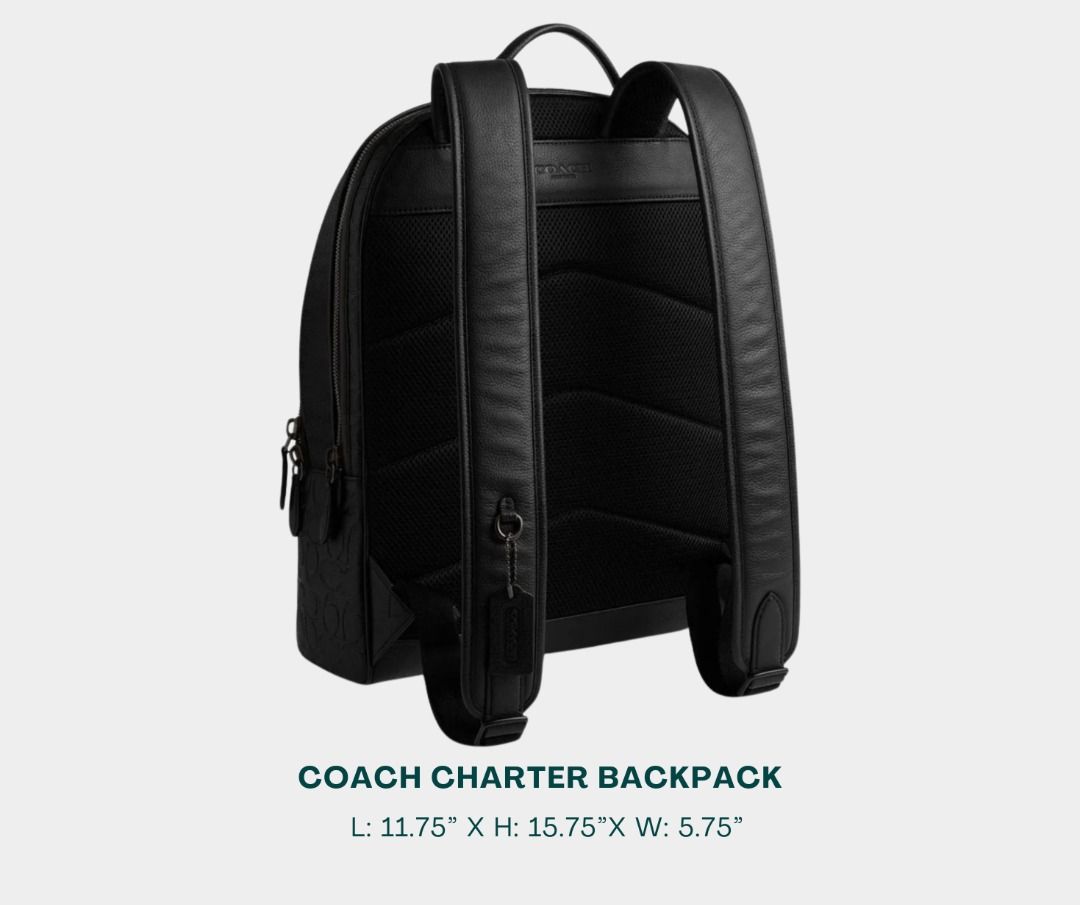 COACH Backpack for Men (Category: Backpacks) located in Manila. Submitted by moncaro.outlet (Listing ID 1443780898, Image 2). Description: COACH Outlet Charter Backpack - For Office or Formal Wear 💼 - In Signature Canvas - Size: L: 11.75” x H: 15.75”x W: 5.75” - Inclusions: Coach Paper Bag + Dust Bag - Lowest Price Guaranteed 💯 - From DTI Registered Supplier 🫡 - For MEETUP / PICKUP / DELIVERY ✅ FB Page: Moncaro Outlet IG Page: @moncaro.outlet.
