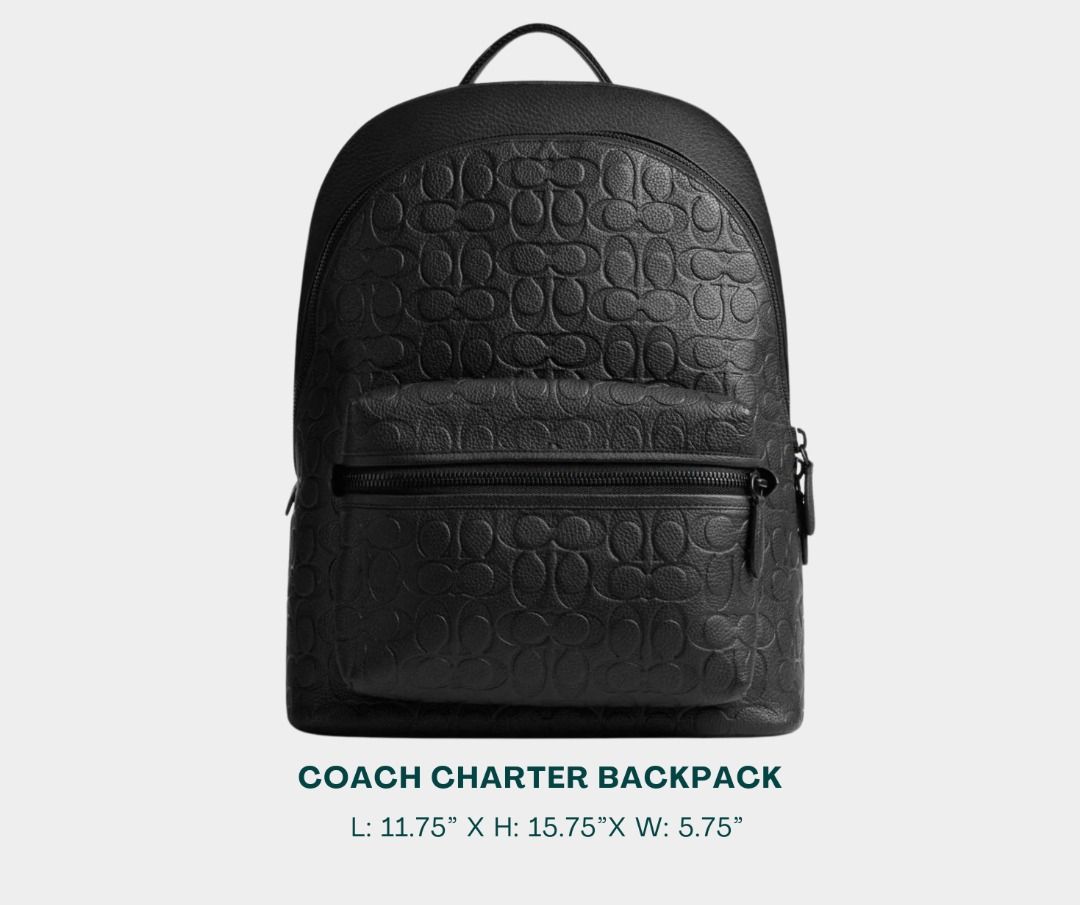 COACH Backpack for Men (Category: Backpacks) located in Manila. Submitted by moncaro.outlet (Listing ID 1443780898, Image 1). Description: COACH Outlet Charter Backpack - For Office or Formal Wear 💼 - In Signature Canvas - Size: L: 11.75” x H: 15.75”x W: 5.75” - Inclusions: Coach Paper Bag + Dust Bag - Lowest Price Guaranteed 💯 - From DTI Registered Supplier 🫡 - For MEETUP / PICKUP / DELIVERY ✅ FB Page: Moncaro Outlet IG Page: @moncaro.outlet.