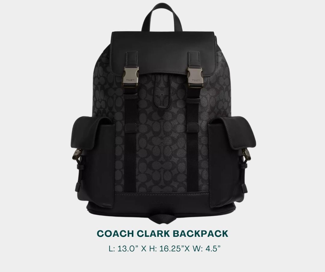 COACH Backpack for Men (Category: Backpacks) located in Manila. Submitted by moncaro.outlet (Listing ID 1443782159, Image 1). Description: COACH Outlet Clark Backpack - For Office or Formal Wear 💼 - In Signature Canvas (Type: Monogram) - Size: L: 13.0” x H: 16.25”x W: 4.5” - Inclusions: Coach Paper Bag + Dust Bag - Lowest Price Guaranteed 💯 - From DTI Registered Supplier 🫡 - For MEETUP / PICKUP / DELIVERY ✅ FB Page: Moncaro Outlet IG Page: @mo