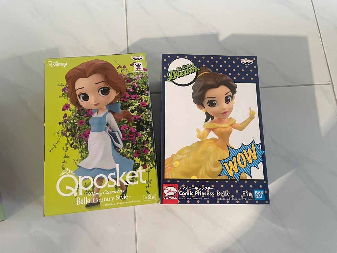 Disney Princess Qposket Belle Country Style & BanDai Figures (Category: Toy Figures) located in Singapore. Submitted by grinms (Listing ID 1443755979, Image 1). Description: $10 each. Self collect Pasir Ris Dr 6.