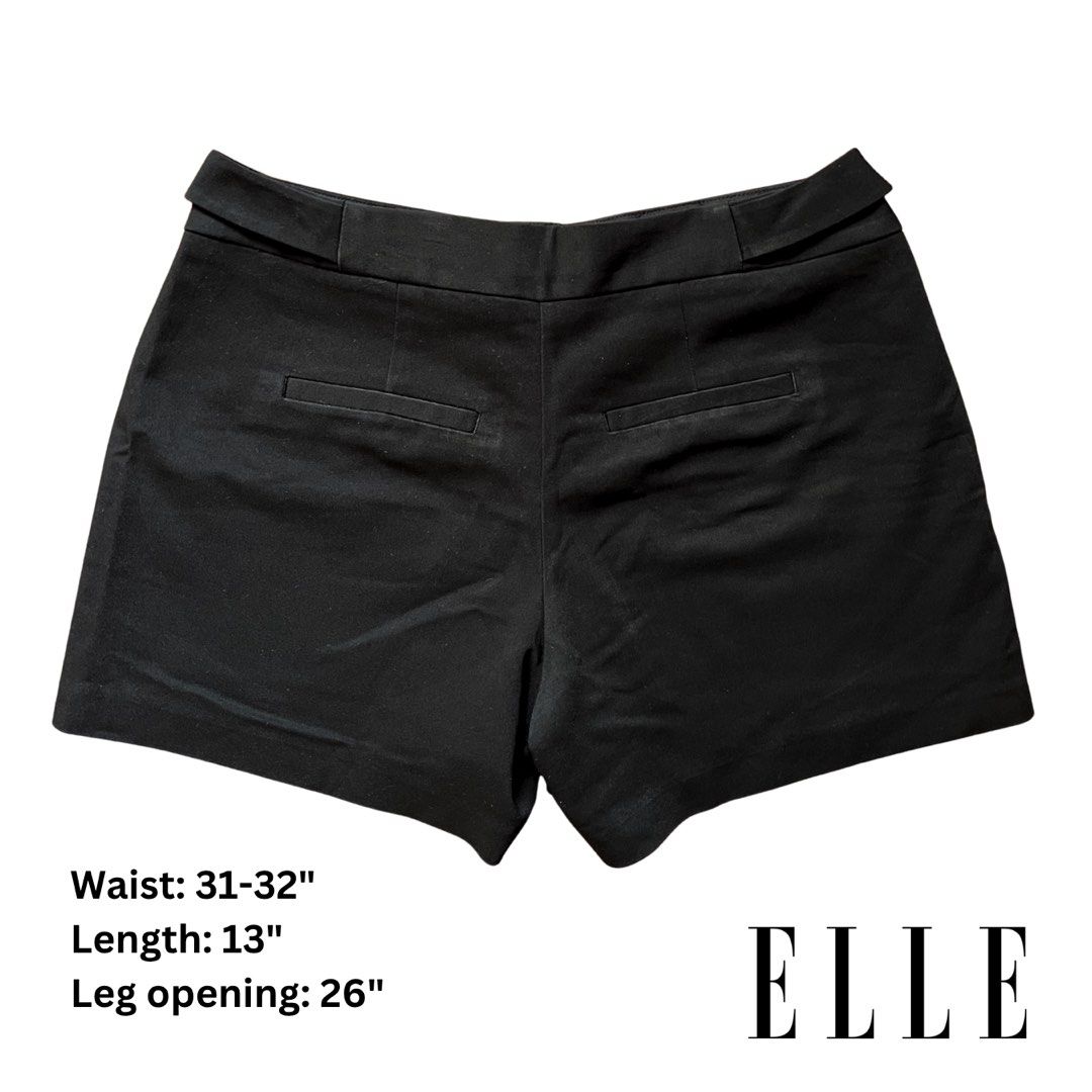 ELLE Black Tailored Shorts Size 4 (Category: Shorts) located in Rizal. Submitted by corpo___chic (Listing ID 1443855912, Image 3). Description: - Brand: ELLE - Color: Black - Style: Tailored Shorts - Waist Fit: 31-32 inches - Length: 18 inches - Leg Opening: 26 inches - Origin: Made in Vietnam - Features: Classic button details at the waist.