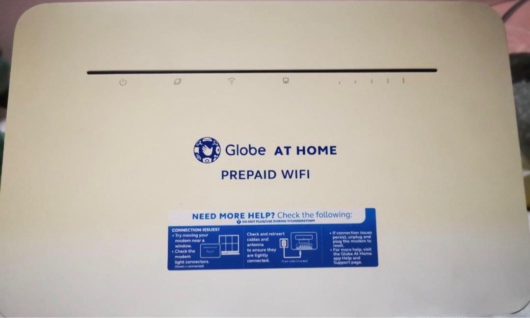 Globe at Home Prepaid Wifi LTE Advanced (Category: Office & Business Technology) located in Makati City. Submitted by izavez (Listing ID 1443709606, Image 2). Description: For recycling na lang po, ilang taon na po hindi nagamit, pero ayos pa namn nung last time na nagamit. Baka for new sim na lang siguro since matagal na hindi naloadan. May discoloration since sa may bintana malapit nakapwesto. Working pa po per last gamit, ung sim na lang po si