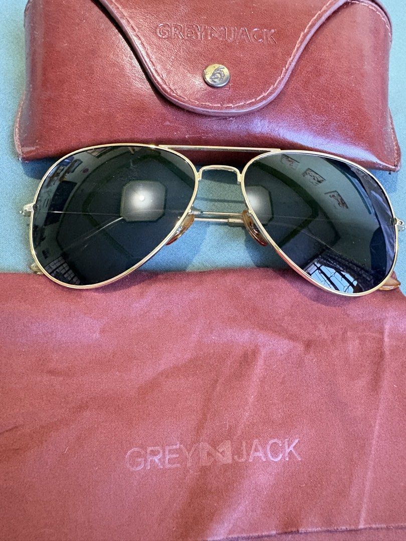 Grey Jack aviator shades (Category: Sunglasses & Eyewear) located in Cebu City. Submitted by narssandra (Listing ID 1443794843, Image 2). Description: RFS: too many shades 🙂‍↕️ Bought this for around 1800+ before and the item is in a very good condition .