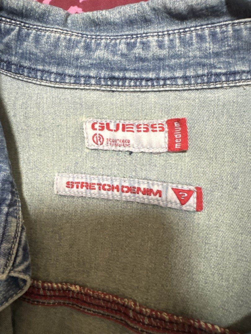 Guess Stretch Denim Long Sleeve Shirt Medium (Category: Longsleeves) located in Quezon City. Submitted by denclothes (Listing ID 1443836734, Image 3). Description: - Guess denim shirt - Long sleeves with button cuffs - Two chest pockets - Made with stretch denim for comfort - Button-up front - Great for casual wear.
