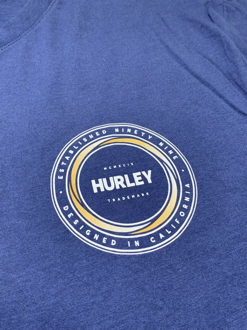 Hurley Logo Tee Short Sleeve Est. Ninety-Nine (Category: Activewear) located in Angeles City. Submitted by _choloman (Listing ID 1443755086, Image 2). Description: Hurley Logo Tee Short Sleeve Est Ninety-Nine Size: XL Dimensions: 30L x 22.5W Fabric: 100% Cotton Color: Submarine Blue Color Rate: 9.5/10 Condition: 9.5/10 (Used - Like New) Issue: None [Actual color may vary due to lighting] Price: ₱550 Shipping via J&T Express = Buyer’s expense 📍 L
