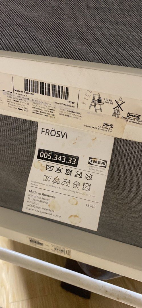 IKEA FRÖSVI Folding Chair White Grey (Category: Chairs) located in San Jose del Monte. Submitted by hannice285 (Listing ID 1443887482, Image 2). Description: - IKEA FRÖSVI Folding Chair - Color: White frame with grey fabric seat and backrest - Features: Easy to fold and store, ideal for extra seating - Origin: Made in Romania 1,500 each Needs cleaning .