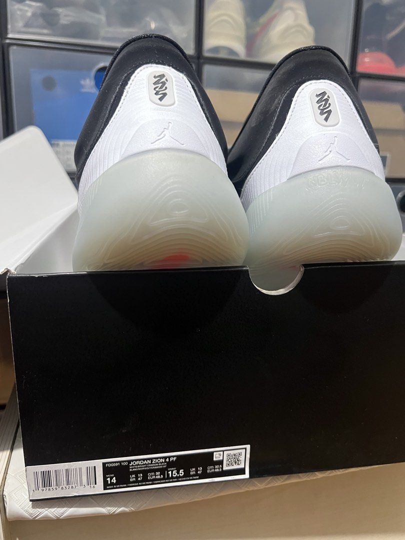 Jordan Zion 4 PF - Size 14 (Category: Sneakers) located in Manila. Submitted by arvinferre59148 (Listing ID 1443712441, Image 2). Description: - Jordan Zion 4 PF - Brand New Condition - Includes original box - Size: 14 US Men's - Location Project 4 QC.