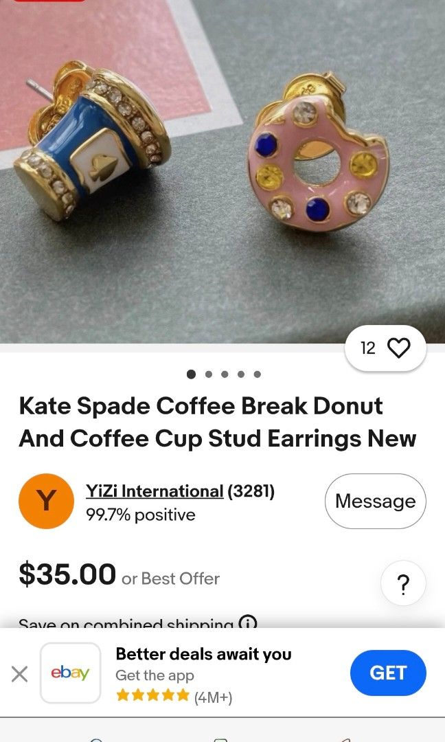 Kate Spade coffee and donut earrings (Category: Earrings) located in Manila. Submitted by ethans_bucket (Listing ID 1443764576, Image 3). Description: sf applies.