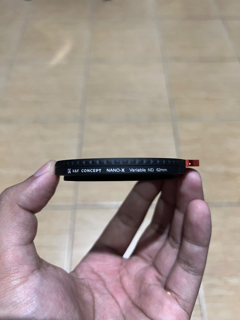 K&F Concept Nano-X Variable ND Filter 62mm (Category: Lens & Kits) located in Caloocan City. Submitted by barsru90210 (Listing ID 1443784583, Image 3). Description: - 62mm filter size - Variable ND: ND3-ND1000 - Perfect for photography and videography - Comes with original protective case - With free 58-62mm and 52-62mm step up rings RFS: Lenses already sold Can do meet-up, pickup or shipping. 📍Meet-up around Santo Tomas, Lipa, Calamba, San Pabl