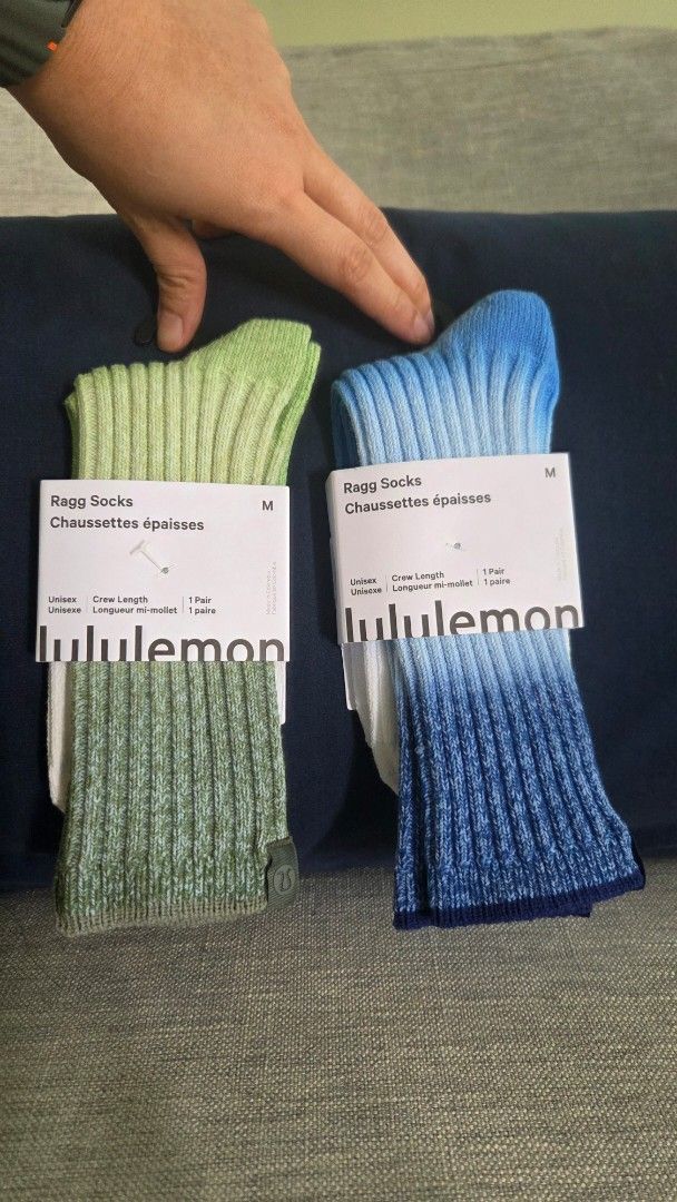 Lululemon Socks - Blue & Green Ombre - Size M (Category: Socks & Tights) located in Quezon City. Submitted by liquidatormnl (Listing ID 1443712090, Image 1). Description: lululemon ragg socks size: medium blue or green brand new 1000 / EACH.