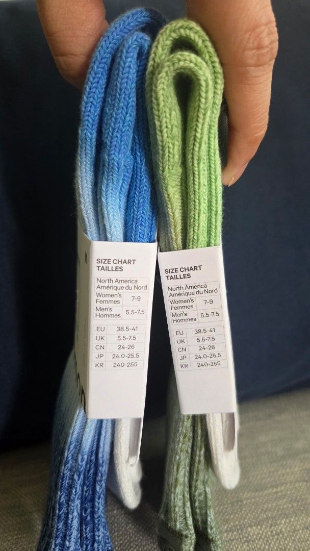 Lululemon Socks - Blue & Green Ombre - Size M (Category: Socks & Tights) located in Quezon City. Submitted by liquidatormnl (Listing ID 1443712090, Image 2). Description: lululemon ragg socks size: medium blue or green brand new 1000 / EACH.