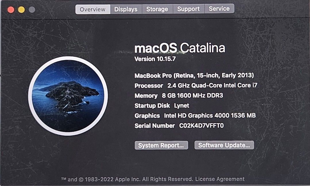 MacBook Pro Retina 15-inch (Early 2013) (Category: Laptops & Notebooks) located in Manila. Submitted by yna.niceway (Listing ID 1443839220, Image 2). Description: 💻 Specs: • MacBook Pro Retina 15-inch (Early 2013) in Silver • 2.4GHz Quad-Core Intel Core i7 • 8GB RAM • 256GB SSD • Retina Display but has Staingate (Check photos) • macOS Catalina (Can't be updated further) 🔍 Condition: • Fully functional • Keyboard, trackpad, speakers, Wi-Fi, port