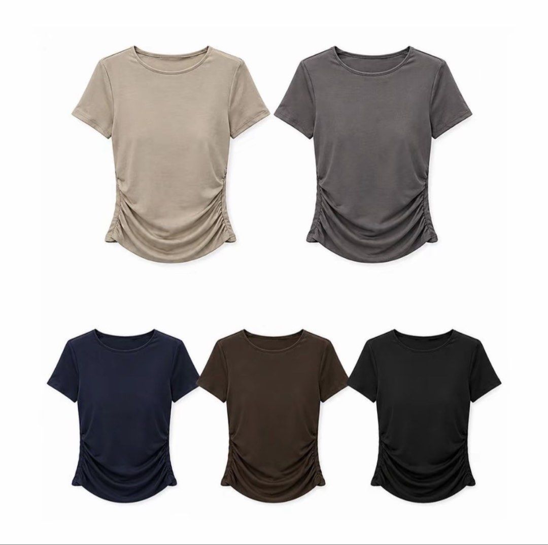 MIKAYLA BARE TENCEL YARA RUCHED BABY TEE MIDNIGHT ( NAVY BLUE ) 2XL (Category: Other Tops) located in Singapore. Submitted by chxrries (Listing ID 1443711487, Image 1). Description: PO ETA MID JUNE .