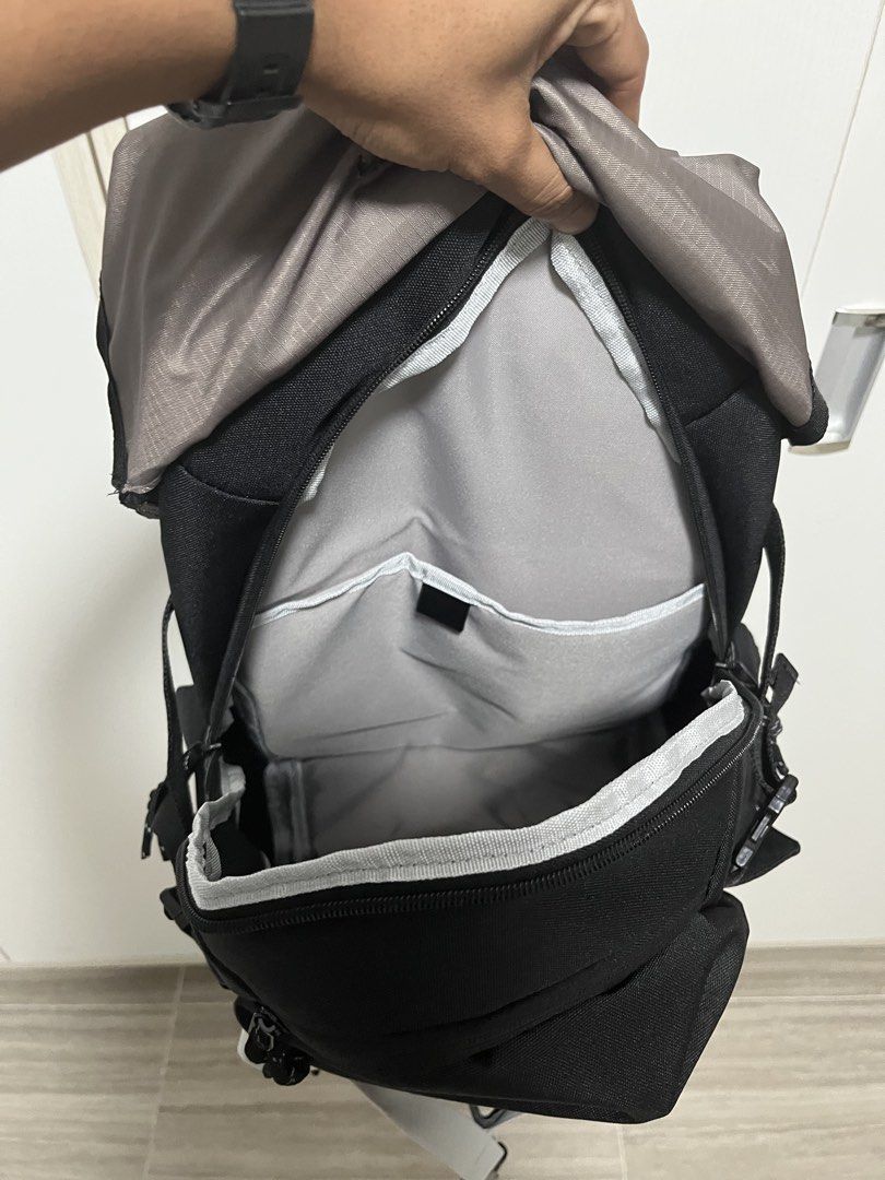 Nike ACG Backpack (Category: Backpacks) located in Kuala Lumpur. Submitted by stickyfingersss (Listing ID 1443085708, Image 3). Description: - Black and grey Nike ACG backpack - Top flap closure with buckle - Multiple pockets and straps for carrying - Reflective strips on the back - Ideal for everyday use or short trips (3-4days) Condition like new Price slightly nego..