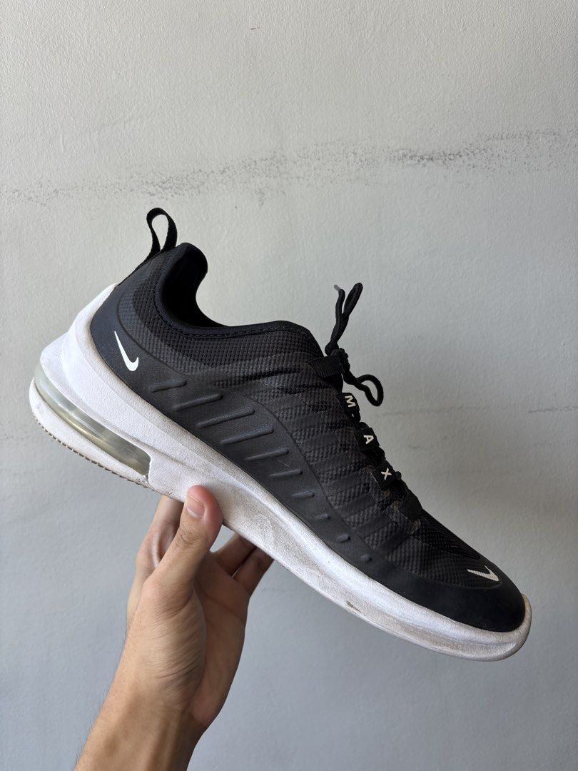 Nike Air Max Axis (Black, Size 9 Mens) (Category: Sneakers) located in Las Pinas. Submitted by justinjareno (Listing ID 1443725219, Image 2). Description: Selling these Nike Air Max Axis sneakers. Size 9 Mens. Black/white. Used but still good, linisan lang. Good for gym, walking, porma. Loc Las Piñas. Price posted. negotiable. PM for more details..