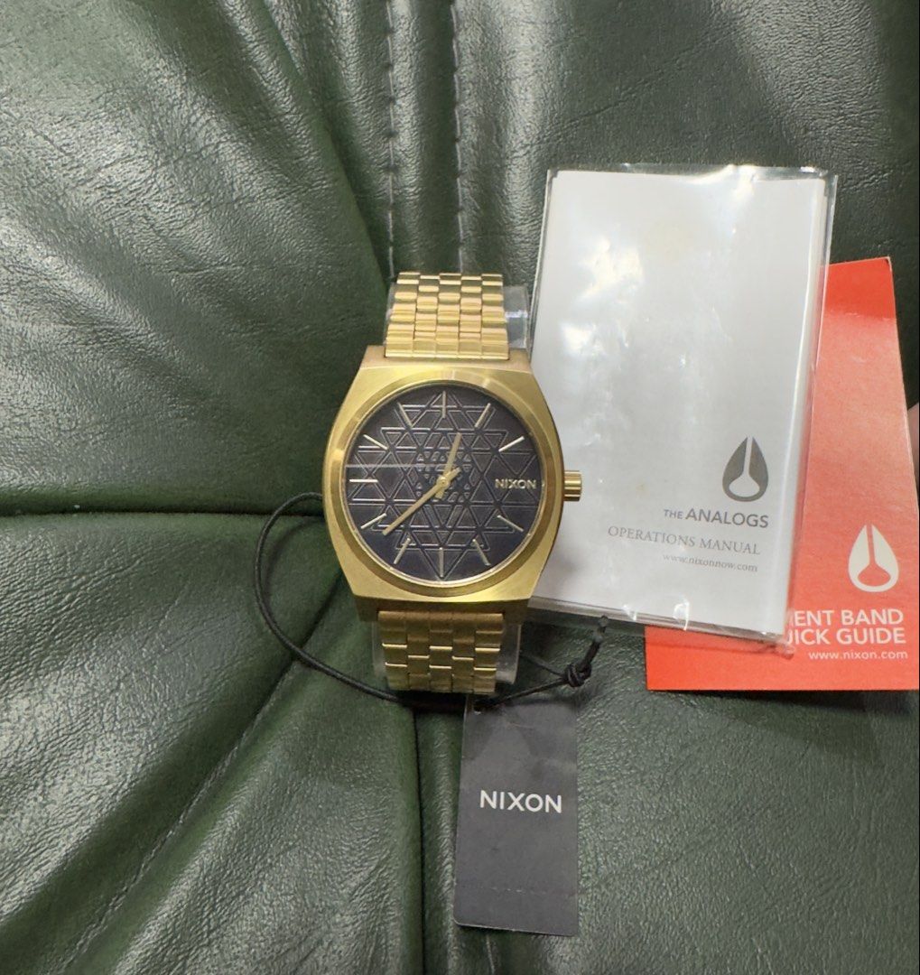 Nixon - Time Teller Gold/Black/Stamped (Category: Men's Watches) located in Caloocan City. Submitted by prank_ocean (Listing ID 1443779586, Image 1). Description: - Gold Nixon watch - Features a cool geometric pattern on the face - Comes with original box, manuals and tag - In great shape, ready for a new owner DM for more info. Thank you!.