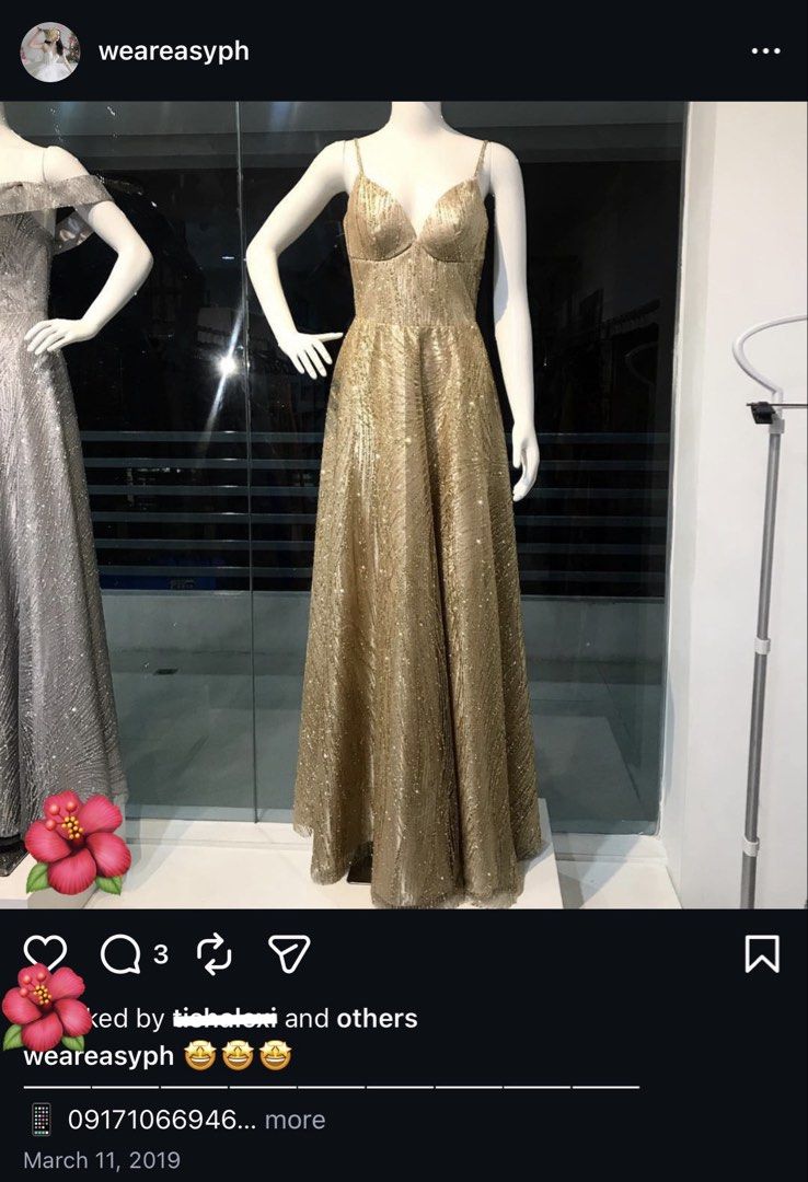 Rent: Wear Easy Gold Evening Gown | L | Prom, Ball, Graduation, Pageant ...