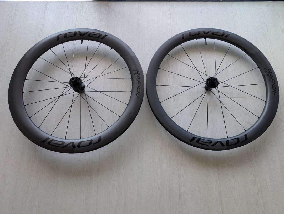 Roval Rapide CLX II Carbon Wheelset (Category: Parts & Accessories) located in Singapore. Submitted by brightcloud_fd722e (Listing ID 1443750549, Image 1). Description: • Condition: Used (~5,000 km mileage) •Wear: Scratches present (inspection welcomed) • Freehub: Shimano • Includes: Tubeless valves and spare spokes (see photos), plus factory rim tape (installed) • Meetup: Downtown MRT or Raffles Place MRT • Payment: PayNow only (pay only after i