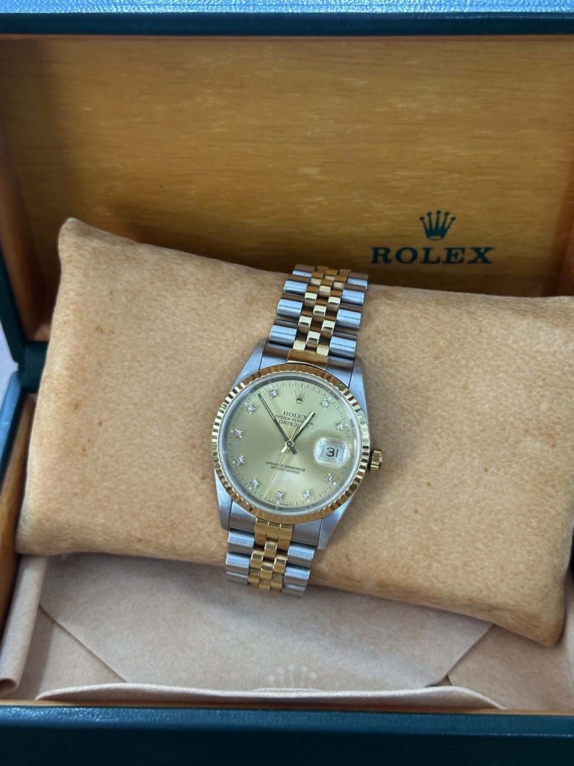 RUSH SALE-Datejust Rolex (Category: Luxury Watches) located in Manila. Submitted by yourpropertyph2021 (Listing ID 1443892023, Image 3). Description: RUSH SALE-Rolex Brand Datejust:36mm Champagne Diamond Serial number:L907186 Year :17/12/1990 📌Selling Price:330,000 (Slightly negotiable).