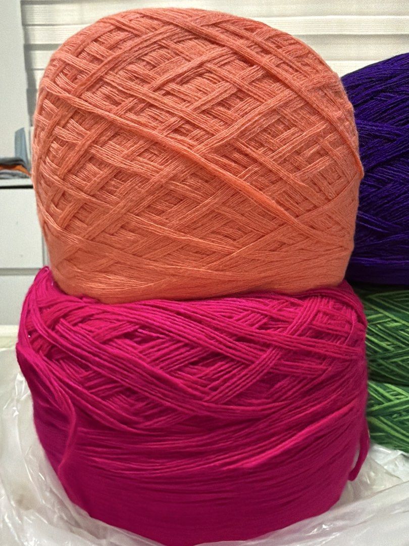 Sale‼️ Assorted Cake Yarns - Bundle 3 (Category: Craft Supplies & Tools) located in Mandaluyong City. Submitted by pjs_prelovedfinds (Listing ID 1443755002, Image 2). Description: 🧶 Yarn Destash! 🧶 Clearing out some beautiful, vibrant cakes to make room in my stash! Condition: Brand new, clean, and stored safely. Colors: Top Left: A bright, solid orange or coral-orange. Bottom Left: A vivid, bold fuchsia or hot pink. Top Right: A rich, deep roy