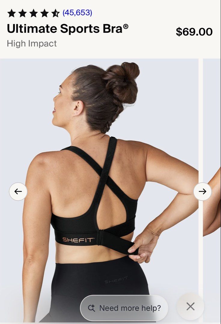 SHEFIT Ultimate Sports Bra High Impact Black Front Zip (Category: Activewear) located in Singapore. Submitted by morningstar9 (Listing ID 1443765843, Image 3). Description: Bought from shefit official website. Brand new in bag unopened. Self collect or free tracked postage. Customizable adjustability with 15” of lift in the shoulder straps and 8” of cinch in the rib band Padded straps are 1-1.25” wide for comfort, and a 2” wide rib band provides 