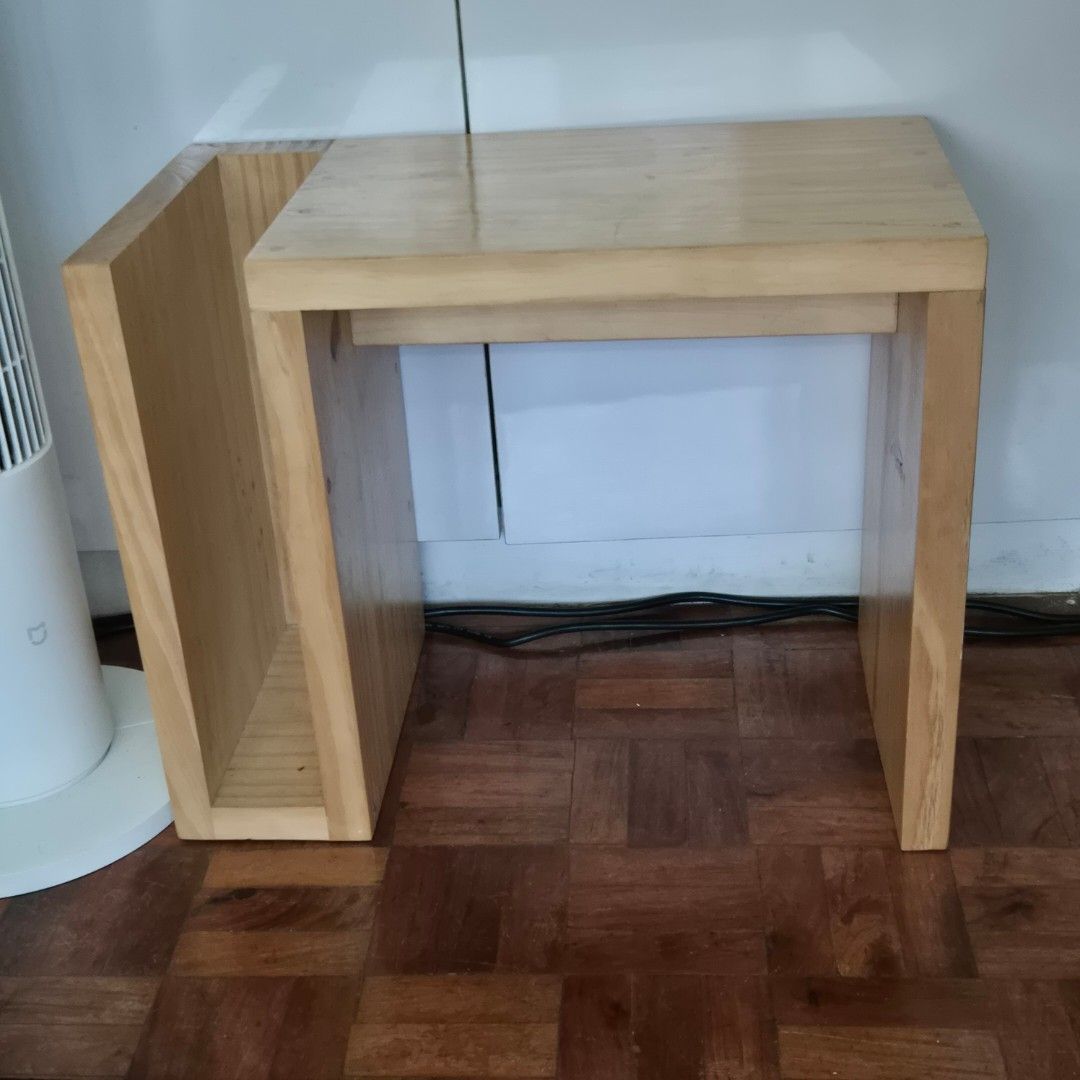 Solid Wood Side Table with Shelf (Category: Tables & Sets) located in Manila. Submitted by lingerieobsessedxoxo (Listing ID 1443781082, Image 2). Description: •No installation required - immediate placement and functionality Craftsmanship & Origin •Handcrafted by skilled local artisans •Proudlylocally made, supporting sustainable small-scale production •Each piece carriesunique natural wood grain variations, making every unit one-of-a-kind Descri