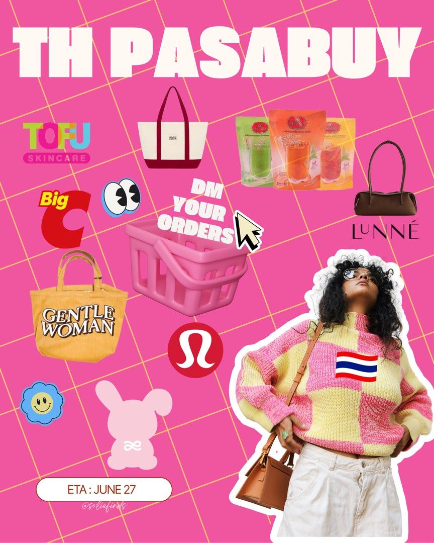 TH PASABUY🇹🇭 (Category: Tote Bags) located in Manila. Submitted by brandeditems4less (Listing ID 1443821834, Image 1). Description: LOWEST PRICE ‼️ TH PASABUY🇹🇭 All brands available, for special requests just DM Gentlewoman Lunne House of Little Bunny Big C Lululemon Sephora Tofu Skincare Asics * ETA: June 27 * Cut-off of orders: Jun 23 Check out @soliefinds in ig🛍️ Not affiliated with any brands 📍 Manila 🛵 Available for lalamove/grab deli