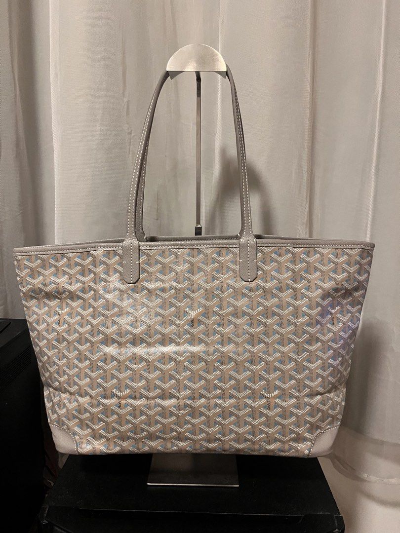 Thrifted Gyrd Logo Tote Bag (Category: Luxury Bags & Wallets) located in Las Pinas. Submitted by maureendeclutterings2 (Listing ID 1443836048, Image 1). Description: - Thrifted - Classic Beige, Grey, and Blue Monogram - Vibrant Teal Interior - Made in France - Serial Number Visible in Photos Negotiable for sure buyers!.