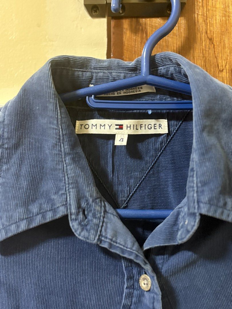Tommy Hilfiger Corduroy Button-Up Shirt (Category: Coats, Jackets and Outerwear) located in Quezon City. Submitted by denclothes (Listing ID 1443835521, Image 2). Description: - Classic Tommy Hilfiger corduroy shirt - Deep blue color - Two chest pockets with button closures - Long sleeves with button cuffs - 100% cotton - Tagged size 4 - Perfect for casual outfits - used 2x only.