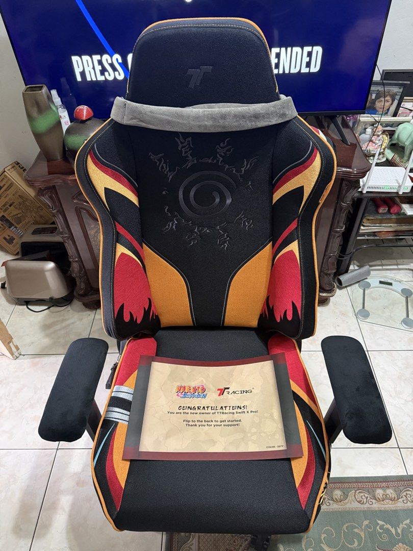 TTRACING GAMING CHAIR NARUTO EDITION (Category: Other Accessories) located in Manila. Submitted by prorobz09 (Listing ID 1443721325, Image 1). Description: purchased a month ago. RFS di na magagamit and hindi din masyadong nagamit.