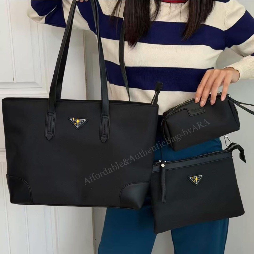 VIP BEAUTE NYLON PRA DA TOTE BAG SET (Category: Luxury Bags & Wallets) located in Daet. Submitted by ecassenluxuries (Listing ID 1443747420, Image 3). Description: ‼️SET VIP BEAUTE NYLON TOTE PRA DA ‼️ 📌 FIXED PRICE ALREADY 📍 3 sets and up - 2,899 ▫️Authentic 3 Set Nylon bag ▫️Includes 1 Tote bag , one matching crossbody bag & one small cosmetic pouch ▫️Perfect for organizing essentials ▫️Made from durable nylon material ▫️Features the iconic P