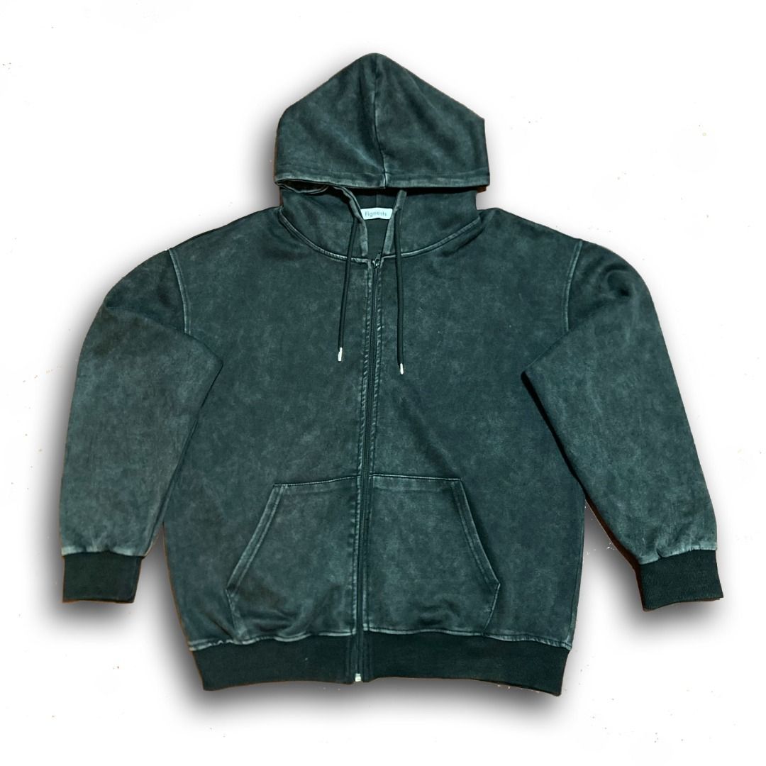 Washed Loose Full Zip Hoodie (Category: Coats, Jackets and Outerwear) located in Rizal. Submitted by sensorix___ (Listing ID 1443796180, Image 1). Description: This Figments Washed Loose Full Zip Hoodie features a distinctive black mineral wash and a relaxed, comfortable fit DIMENSION 24 WIDTH X 26 LENGHT - INCHES CONDITION - LIKE NEW COLOR RATE - 9 OUT OF 10.