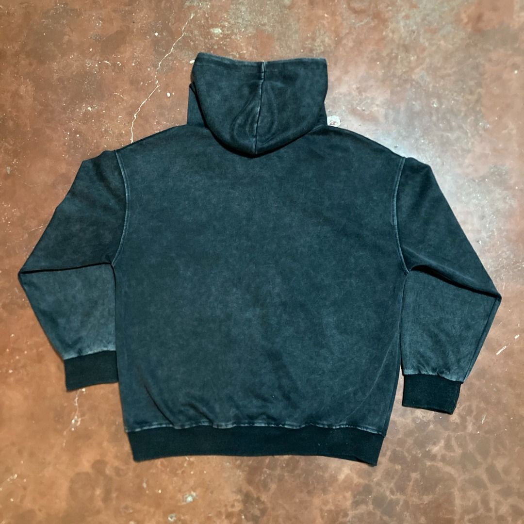 Washed Loose Full Zip Hoodie (Category: Coats, Jackets and Outerwear) located in Rizal. Submitted by sensorix___ (Listing ID 1443796180, Image 2). Description: This Figments Washed Loose Full Zip Hoodie features a distinctive black mineral wash and a relaxed, comfortable fit DIMENSION 24 WIDTH X 26 LENGHT - INCHES CONDITION - LIKE NEW COLOR RATE - 9 OUT OF 10.