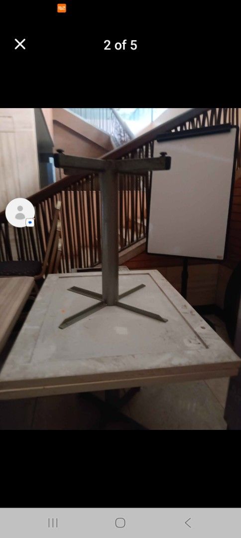 White Square Restaurant Table with Metal Base (Category: Tables & Sets) located in Las Pinas. Submitted by jesus1smysavi0r (Listing ID 1443787934, Image 2). Description: All must go, SALE!! - White square table top, 1.0 x .8 M - Sturdy metal base with four legs - Ideal for dining or as a workspace - Minor scuffs on the metal base - Table top is clean - Ready for pickup.
